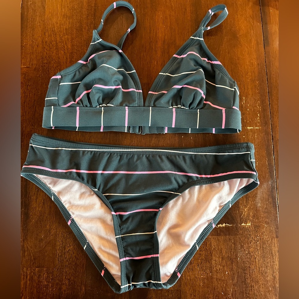 Kona Sol Striped Bikini Size Small